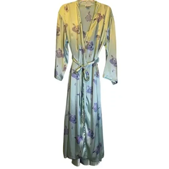 JONES NEW YORK 2 Piece Matching Satin Long Gown & Robe Size Large Mint, Purple - Picture 10 of 10